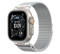 Astorgos Correa de Reloj Metálica Compatible con Apple Watch Ultra 3/2/1 49mm, S11/S10 46mm, 9/8/7 45mm, SE3/SE2/SE/6/5/4 44mm, 3/2/1 42mm, Correa de Reloj Acero Inoxidable Malla Hombre Mujer, Plata