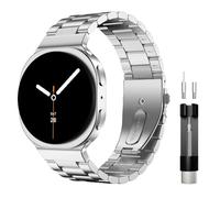 Astorgos Correa Metálica Compatible con Samsung Galaxy Watch 8 40 mm/44 mm/Classic 46 mm, Galaxy Watch 8, Correa de Acero Inoxidable sin Huecos para Hombre y Mujer, Plata