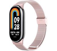 Astorgos Correa Metálica Compatible con Xiaomi Mi Band 9/8, Pulsera de Repuesto de Acero Inoxidable con Cierre Ajustable para Xiaomi Smart Band 9/8, Rosa Rosa