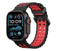 Astorgos Correa Transpirable Ocean Watch Compatible con Apple Watch Ultra 3/2/1 49mm, S11/S10 46mm,9/8/7 45mm,SE3/SE2/SE/6/5/4 44mm,3/2/1 42mm,Correa deporte de Silicona para Hombre Mujer, Negro/Rojo
