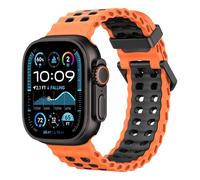 Astorgos Correa Transpirable Ocean Watch Compatible con Apple Watch Ultra 3/2/1 49mm,S11/S10 46mm,9/8/7 45mm,SE3/SE2/SE/6/5/4 44mm,3/2/1 42mm,Correa deporte de Silicona para Hombre Mujer,Naranja/Negro