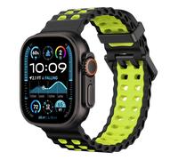 Astorgos Correa Transpirable Ocean Watch Compatible con Apple Watch Ultra 3/2/1 49mm, S11/S10 46mm,9/8/7 45mm,SE3/SE2/SE/6/5/4 44mm,3/2/1 42mm,Correa deporte de Silicona para Hombre Mujer,N/Verde Lima