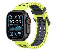 Astorgos Correa Transpirable Ocean Watch Compatible con Apple Watch Ultra 3/2/1 49mm, S11/S10 46mm,9/8/7 45mm,SE3/SE2/SE/6/5/4 44mm,3/2/1 42mm,Correa deporte de Silicona para Hombre Mujer, Limón/Gris