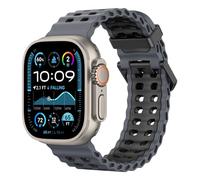 Astorgos Correa Transpirable Ocean Watch Compatible con Apple Watch Ultra 3/2/1 49mm, S11/S10 46mm,9/8/7 45mm,SE3/SE2/SE/6/5/4 44mm,3/2/1 42mm,Correa deporte de Silicona para Hombre Mujer,Carbón Negro