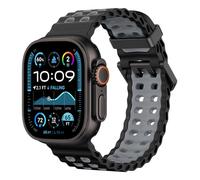 Astorgos Correa Transpirable Ocean Watch Compatible con Apple Watch Ultra 3/2/1 49mm, S11/S10 46mm,9/8/7 45mm,SE3/SE2/SE/6/5/4 44mm,3/2/1 42mm,Correa deporte de Silicona para Hombre Mujer, Negro+Gris