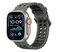 Astorgos Correa Transpirable Ocean Watch Compatible con Apple Watch Ultra 3/2/1 49mm,S11/S10 46mm,9/8/7 45mm,SE3/SE2/SE/6/5/4 44mm,3/2/1 42mm,Correa deporte de Silicona para Homb, Verde Ejército/Negro