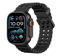 Astorgos Correa Transpirable Ocean Watch Compatible con Apple Watch Ultra 3/2/1 49mm, S11/S10 46mm,9/8/7 45mm,SE3/SE2/SE/6/5/4 44mm,3/2/1 42mm,Correa deporte de Silicona para Hombre Mujer, Negro