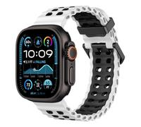 Astorgos Correa Transpirable Ocean Watch Compatible con Apple Watch Ultra 3/2/1 49mm,S11/S10 46mm,9/8/7 45mm,SE3/SE2/SE/6/5/4 44mm,3/2/1 42mm,Correa deporte de Silicona para Hombre Mujer,Blanco/Negro