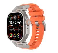 Astorgos Correas Compatible con Apple Watch Ultra 2/Ultra 49mm, S10 46mm, 9/8/7 45mm, SE2/SE/6/5/4 44mm, 3/2/1 42mm, Acero inoxidable 316L Conector y hebilla, Correas deporte para hombreNaranja