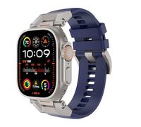 Astorgos Correas Compatible con Apple Watch Ultra 2/Ultra 49mm, S10 46mm, 9/8/7 45mm, SE2/SE/6/5/4 44mm, 3/2/1 42mm, Acero inoxidable 316L Conector y hebilla, Correas deporte para hombreAzul