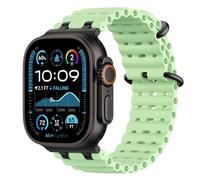 Astorgos Correas Ocean Compatible con Apple Watch Ultra 3/2/1 49mm,S11/S10 46mm,9/8/7 45mm,SE3/SE2/SE/6/5/4 44mm,3/2/1 42mm,Correa de Reloj Deportiva con Conector Metálico para Mujer, Negro/Verde Neón