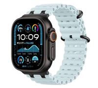 Astorgos Correas Ocean Compatible con Apple Watch Ultra 3/2/1 49mm,S11/S10 46mm,9/8/7 45mm,SE3/SE2/SE/6/5/4 44mm,3/2/1 42mm,Correa de Reloj Deportiva con Conector Metálico para Mujer, Negro/Azul Hielo