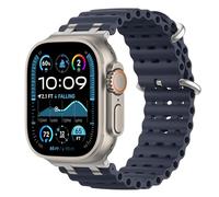 Astorgos Correas Ocean Compatible con Apple Watch Ultra 3/2/1 49mm,S11/S10 46mm,9/8/7 45mm,SE3/SE2/SE/6/5/4 44mm,3/2/1 42mm,Correa de Reloj Deportiva con Conector Metálico para Mujer,Plata/Azul Marino