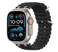 Astorgos Correas Ocean Compatible con Apple Watch Ultra 3/2/1 49mm,S11/S10 46mm,9/8/7 45mm,SE3/SE2/SE/6/5/4 44mm,3/2/1 42mm,Correa de Reloj Deportiva con Conector Metálico para Mujer, Plata/Negro