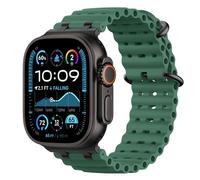 Astorgos Correas Ocean Compatible con Apple Watch Ultra 3/2/1 49mm,S11/S10 46mm,9/8/7 45mm,SE3/SE2/SE/6/5/4 44mm,3/2/1 42mm,Correa de Reloj Deportiva con Conector Metálico para Mujer, Negro/Verde