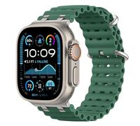 Astorgos Correas Ocean Compatible con Apple Watch Ultra 3/2/1 49mm,S11/S10 46mm,9/8/7 45mm,SE3/SE2/SE/6/5/4 44mm,3/2/1 42mm,Correa de Reloj Deportiva con Conector Metálico para Mujer, Plata/Verde