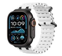Astorgos Correas Ocean Compatible con Apple Watch Ultra 3/2/1 49mm,S11/S10 46mm,9/8/7 45mm,SE3/SE2/SE/6/5/4 44mm,3/2/1 42mm,Correa de Reloj Deportiva con Conector Metálico para Mujer, Negro/Blanco