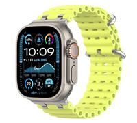 Astorgos Correas Ocean Compatible con Apple Watch Ultra 3/2/1 49mm,S11/S10 46mm,9/8/7 45mm,SE3/SE2/SE/6/5/4 44mm,3/2/1 42mm,Correa de Reloj Deportiva con Conector Metálico para Mujer,Plt/Amarillo Neón