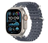 Astorgos Correas Ocean Compatible con Apple Watch Ultra 3/2/1 49mm,S11/S10 46mm,9/8/7 45mm,SE3/SE2/SE/6/5/4 44mm,3/2/1 42mm,Correa de Reloj Deportiva con Conector Metálico para Mujer, Plata/Azul Ancla