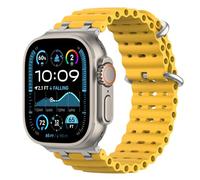 Astorgos Correas Ocean Compatible con Apple Watch Ultra 3/2/1 49mm,S11/S10 46mm,9/8/7 45mm,SE3/SE2/SE/6/5/4 44mm,3/2/1 42mm,Correa de Reloj Deportiva con Conector Metálico para Mujer, Plata/Amarillo