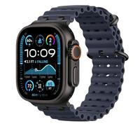 Astorgos Correas Ocean Compatible con Apple Watch Ultra 3/2/1 49mm,S11/S10 46mm,9/8/7 45mm,SE3/SE2/SE/6/5/4 44mm,3/2/1 42mm,Correa de Reloj Deportiva con Conector Metálico para Mujer,Negro/Azul Marino
