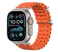 Astorgos Correas Ocean Compatible con Apple Watch Ultra 3/2/1 49mm,S11/S10 46mm,9/8/7 45mm,SE3/SE2/SE/6/5/4 44mm,3/2/1 42mm,Correa de Reloj Deportiva con Conector Metálico para Mujer, Plata/Naranja