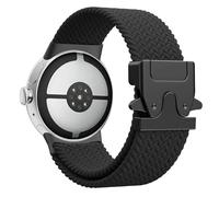 Astorgos Trenzado Banda Compatible con Google Pixel Reloj 3/4 45mm Bandas, Nylon Elástico Transpirable Deporte Correas con Hebilla de Paracaídas Actualizado para Hombres Mujeres, Negro