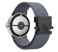 Astorgos Trenzado Banda Compatible con Google Pixel Reloj 3/4 45mm Bandas, Nylon Elástico Transpirable Deporte Correas con Hebilla de Paracaídas Actualizado para Hombres Mujeres, Gris Espacial