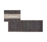 Astra Felpudo antideslizante para interior - Espina de pescado Welcome - Juego de 2 unidades 50 x 70 + 50 x 150 cm - Felpudo para sala de estar - Felpudo absorbente lavable a 30 °C