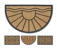 Astra Felpudo de Exterior Antideslizante Resistente a la Intemperie - Coco Deluxe de Caucho y Fibras de Coco Antibacteriano - Atrapa Suciedad 45x75 cm Sol Semicircular