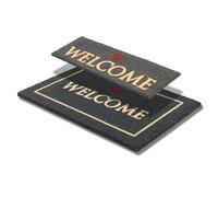 Astra Felpudo Interior Welcome Antideslizante - Felpudo de Coco Antibacteriano - Set en Tamaños 25x75 y 40x60 cm - Atrapa Suciedad 100% Coco