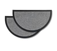 Astra Felpudo interior y exterior - Pack de 2 40 x 70 cm Media Círculo Líneas plateadas - Felpudo antideslizante - Alfombra anti-manchas resistente