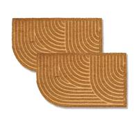 ASTRA felpudo Moderno Estera de Coco Set de 2 45x75cm Redondo Natural Antideslizante Atrapa la Suciedad Robusto Interior Exterior Cubierto