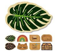 Astra Felpudo Natural Coco Mat 40x60cm Monstera - Antideslizante Que Atrapa la Suciedad - Para Exterior e Interior - Cubierto Zona Exterior