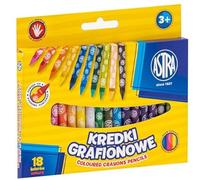 ASTRA Graphic Crayons, redondos, 18 colores, colores intensos, para dibujar en todo tipo de papel, 7/85 mm, no requiere temperamento