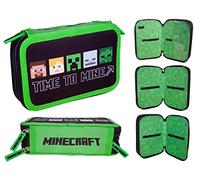 ASTRA Minecraft Bedrock - Estuche con 3 Compartimentos, diseño de Minegraft Game, carbón, Estuche para