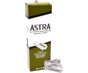 Astra Platinum Hojas de afeitar unisex de doble filo (inoxidable), 20 cajas de 5 hojas