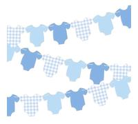 AstraGlam 2 Piezas de Guirnalda para Baby Shower en Forma de Body - Decoración para Fiesta de bebé niños niñas - Banner de línea de Ropa Azul para revelar género, cumpleaños decoración de Papel