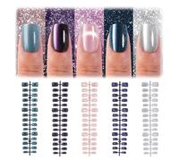 AstraGlam 3D Cat Eye Uñas Postizas con 15 Tamaños Diferentes, Uñas para Pegar con Gel Suave en Cinco Colores, Ideal para Salones de Uñas y DIY