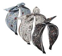 AstraGlam 3PCS Boho Conjunto de Diademas para Mujer, Diademas Florales con Nudo y Lazo, Amplios Accesorios Antideslizantes para el Cabello, Negro, Azul, Beige