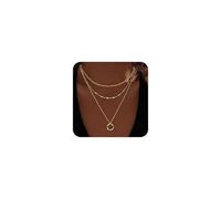AstraGlam Juego de 3 Collares para Mujer, Cadena Dorada en Capas, Conector de Papel, Rayas y Colgante Twist, Cadena Ajustable Chapada en Oro de 14K, Hipoalergénica y Resistente al Agua