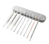 AstraGlam Juego de 9 piezas para eliminar espinillas - Eliminador de espinillas de acero inoxidable y pinzas para cuidado facial - Removedor de acné & herramienta para expresionar espinillas con