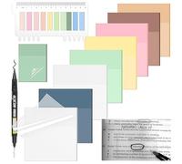 AstraGlam Sticky Notes Transparent mit Haftlaschen Marker-Stift, 10er Pack Klare Haftnotizen, Starke Haftung, Wasserfeste Post it Transparent für Studium, Bücher, Büro Schulbedarf