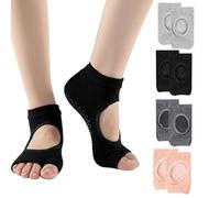 Astralong 4 Pares de Calcetines de Yoga para Mujer, Sin Dedos y Antideslizantes, Transpirables, Pilates, Barre, Ballet, Danza y Entrenamiento