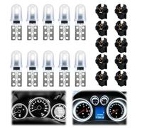 Astraveo 10 pcs Ampoule Tableau De Bord T5 Bombillas LED Unidades 12V Salpicadero Coche Luces Interiores Blanco Reemplazo Lámpara Instrumento Automático 06W 3014 Chips Bombilla T5