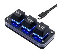 Astraveo Mini Teclado Programable de 3 Teclas para Copiar y Pegar con Luz LED, Teclado Macro Mecánico de Intercambio en Caliente para Trabajo Jugar