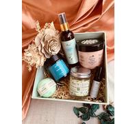 Astrid Green Spa - Cesta de terapia para el día de la madre, café, juego de 6, regalo para el día de la mujer, hierbas y exotoc, cuidado facial, baño y cuerpo, cesta de spa de bienestar, sin parabenos