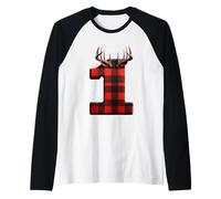 Astro a Cuadros número uno Acogedor Camiseta Manga Raglan