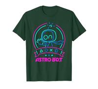 Astro BOT Neon Waving Character with Icons Video Game Camiseta, Hombre, Verde Bosque, 3XL