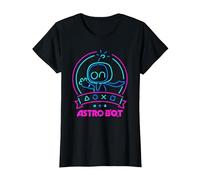 Astro BOT Neon Waving Character with Icons Video Game Camiseta, Mujer, Negro, 3XL